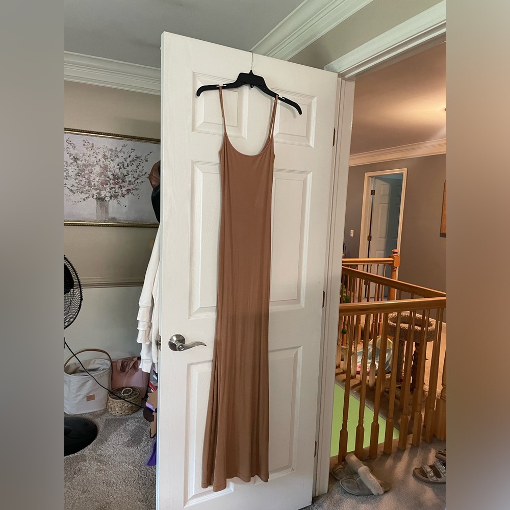 Skims Soft Lounge Slip Dress in Camel
